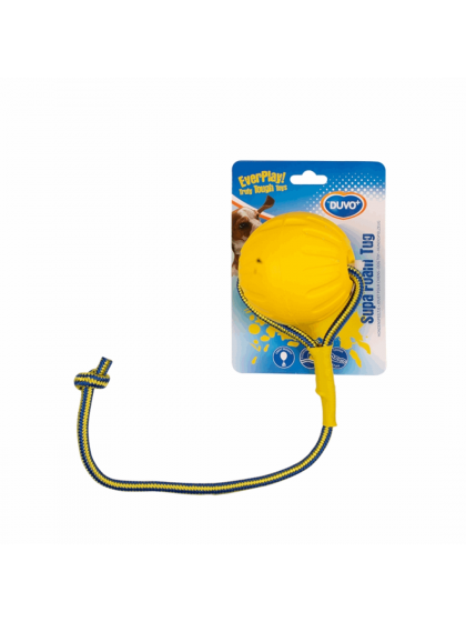 Duvo Παιχνίδi 'Supa Foam' μπάλα με σχοινί 10x49cm Κίτρινο